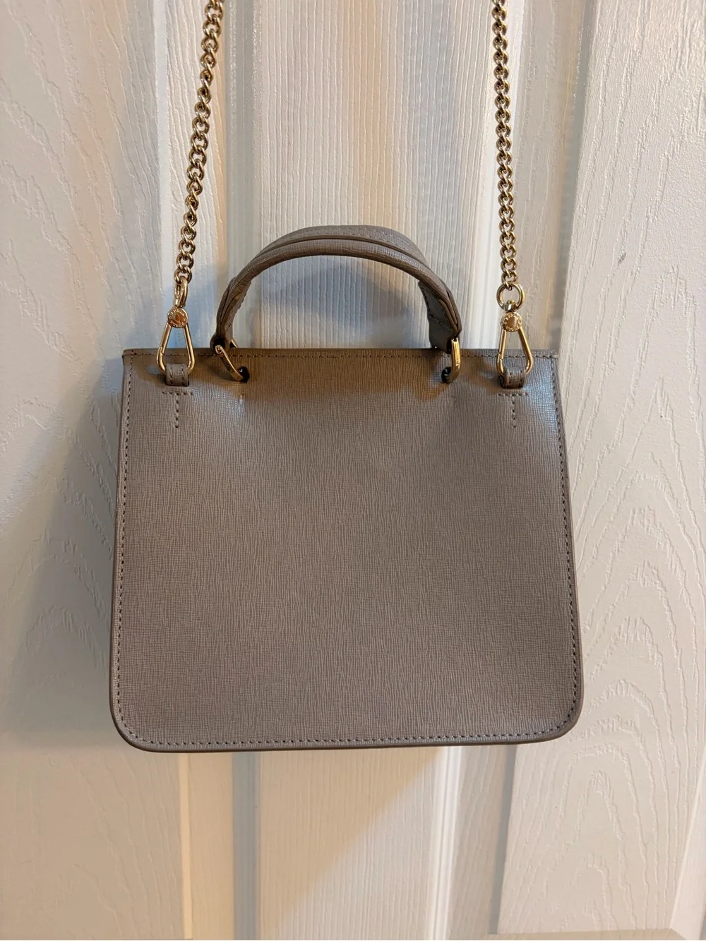 Furla Saffiano Leather Top-Handle Satchel with Gold Hardware